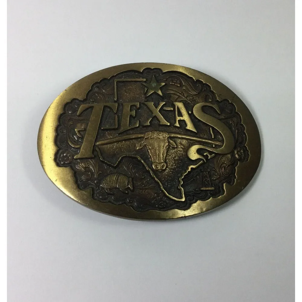 Vintage Texas Belt Buckle Longhorn‎ Solid Bronze High Mesa Albuquerque NM
